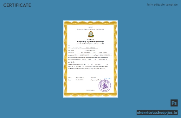 Honduras Heiratsurkunde – Beispielansicht in Word und PDF